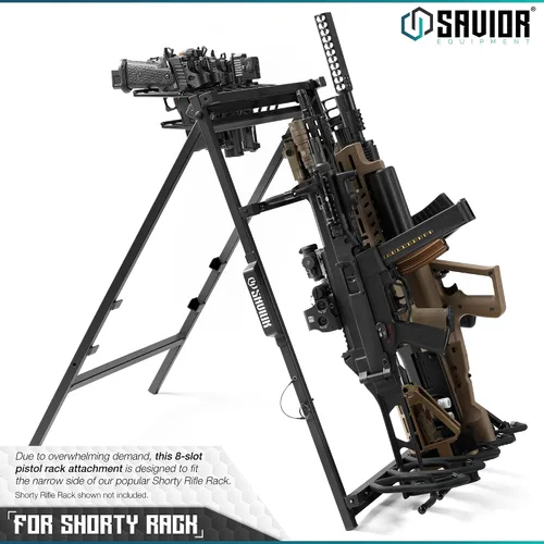 Vista 2 de Savior Equipment Accesorio táctico de 8 pistolas para soporte de rifle corto, marco de acero resistente, se adapta a la mayoría de pistolas