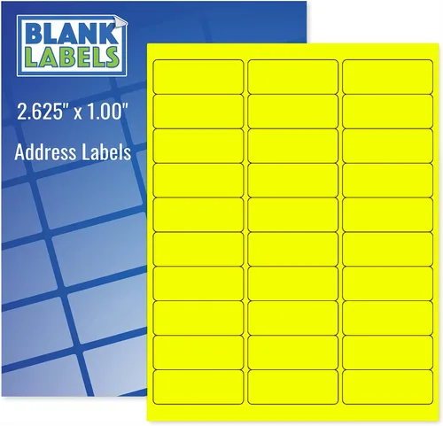 Vista 10 de Blanks Labels Fluorescent Blue FBA & Mailing Labels from Blank Labels - 2-5/8" x 1" (2.625 x 1) - 30 Labels Per Sheet-25 Sheets