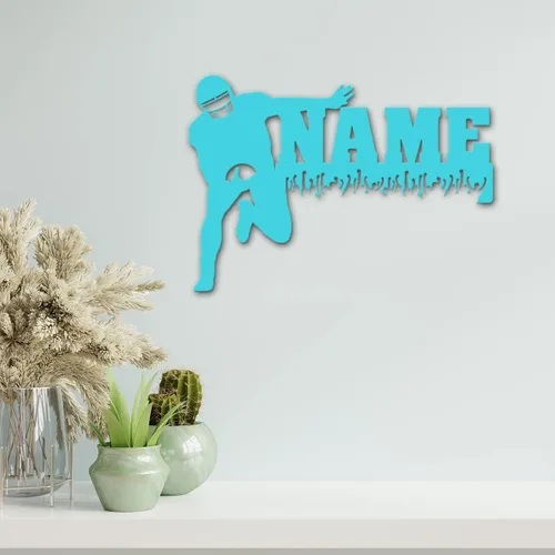 Vista 5 de Colgante de pared con luz nocturna LED, personalizado con tu nombre, ideas de regalo temáticas de jugadores de fútbol para niños, niñas, hombres
