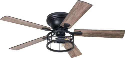 Vista 3 de Ventilador de techo negro de montaje empotrado de 52 pulgadas con luces y control remoto