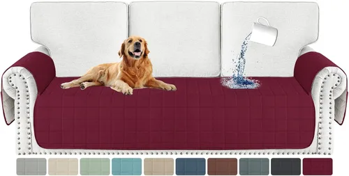 Vista 28 de MAXIJIN Funda de silla impermeable lavable para perros, funda de asiento acolchada para sillón con bolsillos laterales, protector de muebles Negro