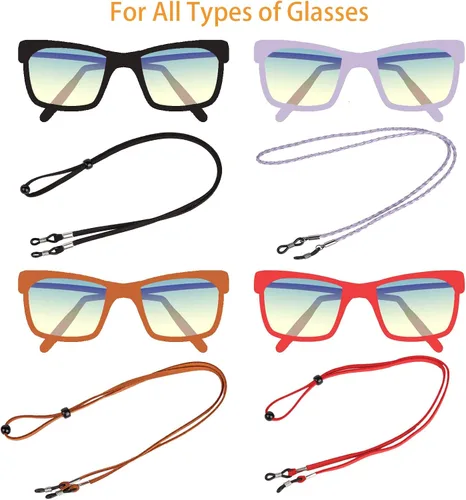 Vista 2 de QINGZHE 6 cadenas de correa para gafas para mujer, antideslizantes, alrededor del cuello, correas de cuero ajustables