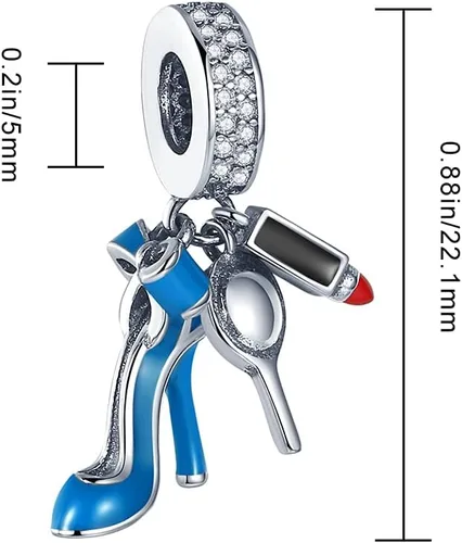 Vista 5 de Abalorio de plata de ley 925 para pulseras y collares Pandora para mujer, circonitas cúbicas 5A, cuentas de joyería