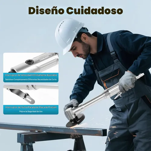 Vista 3 de Amoladora angular neumática de mango largo, herramienta de corte neumática de 90 PSI 25000 RPM, alcance extendido de 12.2 pulgadas para espacios