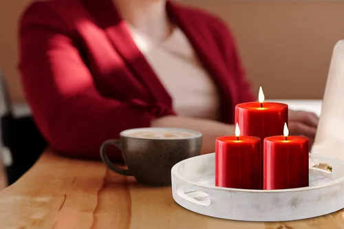 Vista 6 de Bandeja decorativa para mesa de café, juego de 2 bandejas redondas de madera para sala de estar, otomana de madera o mesa auxiliar, bandeja