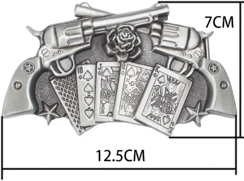 Vista 2 de Hebilla de cinturón de pistola para hombres, Hebilla de cinturón de póquer de doble pistola, Hebilla de cinturón de póquer de doble pistola, Hebilla