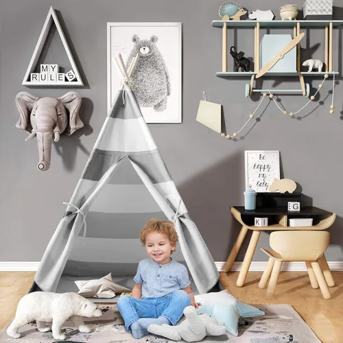 Vista 3 de Tienda de campaña tipi para niños, tienda de campaña tipi para niños, casa de juegos para interiores y exteriores, tienda de campaña para niños