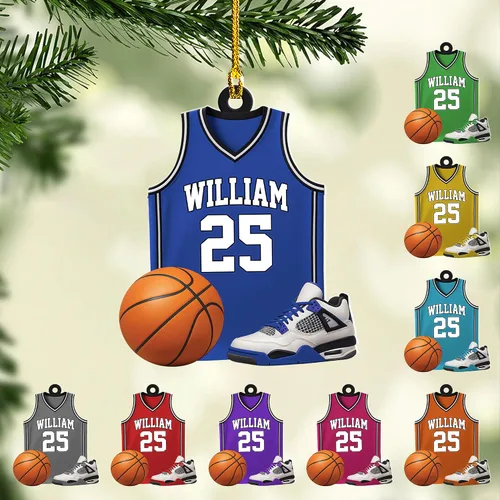 Vista 13 de Adorno Personalizado de Baloncesto 2025 - Adorno de Jugador de Baloncesto - Adornos de Árbol de Navidad de Baloncesto - Regalos de Jugador de Bkb 5