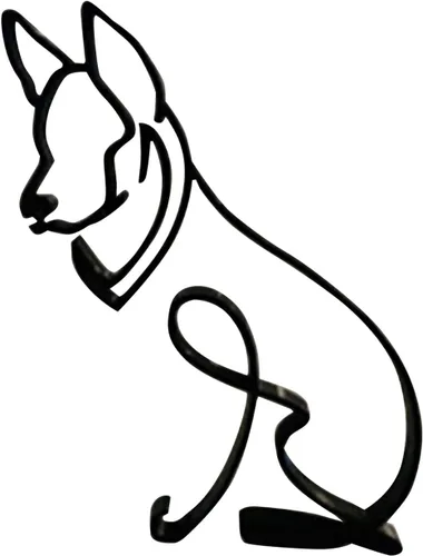 Vista 17 de JOYO Escultura de pared con movimiento gráfico de perro de línea metálica, decoración moderna de marco geométrico abstracto de animal, decoración