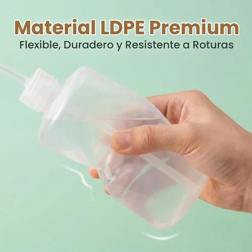 Vista 6 de 2 botellas de plástico blanco translúcido de 16.9 fl oz de 17.6 onzas líquidas con recipiente de medición graduado, boquilla de punta curvada