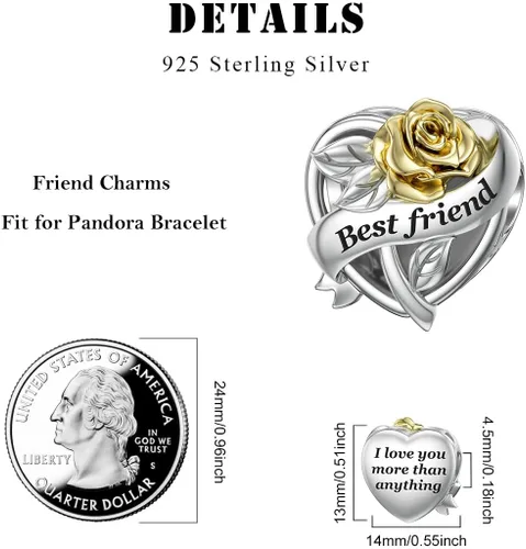 Vista 5 de DALARAN 925 Sterling Silver Mother Daughter Sister Wife Friend Grandma Charms Bead for Charm Bracelet Necklace