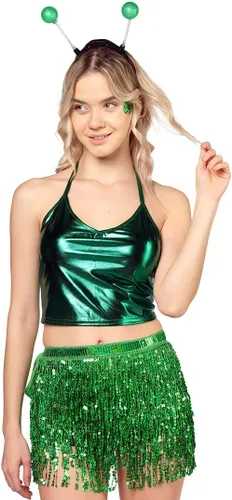 Vista 6 de Funcredible Alien Headband and Glitter - Martian Alien Antenna Headband - Space Costume Accessories - Sparkly Alien Costume