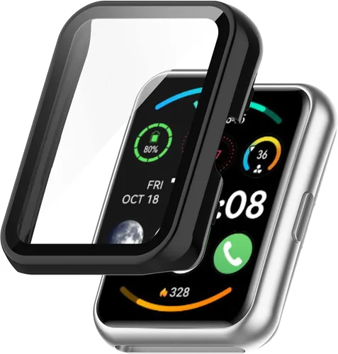 Vista 5 de [Paquete de 6] Funda compatible con Huawei Watch FIT 2, funda con protector de pantalla [vidrio templado] Funda protectora de policarbonato duro
