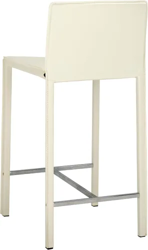 Vista 6 de Safavieh Home Collection Jason Taburete de cuero blanco de 24 pulgadas