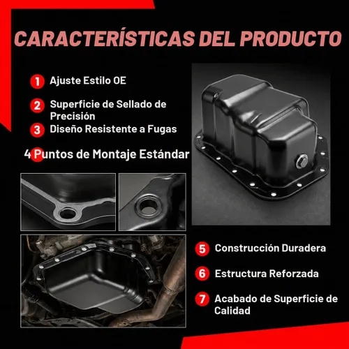 Vista 6 de 264-346 Cárter inferior de aceite de motor con tapón de drenaje compatible con Volkswagen Jetta 2005-2018 Passat 2012-2018 Beetle Rabbit 2006-2009
