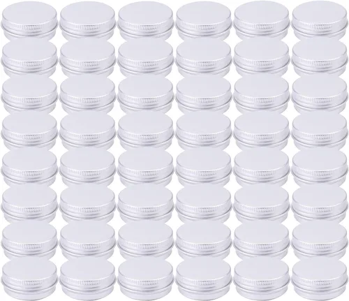 Vista 5 de Tosnail Paquete de 96 mini latas redondas de 0.5 oz/0.5 fl oz con tapas de rosca, recipientes de aluminio vacíos de estaño, tarros de almacenamiento