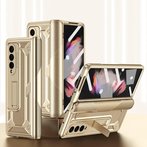 Vista 10 de Miimall Funda para Samsung Galaxy Fold 3 con protección de bisagra, protector de pantalla integrado Kickstand Magnetic Hinge Cover Full Body PC