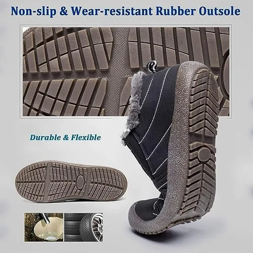 Vista 5 de Eagsouni Botas de nieve para hombre y mujer, zapatos de invierno, antideslizantes, resistentes al agua, totalmente forradas de piel, para exteriores