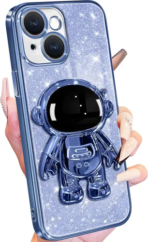 Vista 13 de Buleens Funda para iPhone 11 Pro Max Astronauta, Fundas Transparentes para iPhone 11 ProMax con Papel con Purpurina y Soporte de Astronauta, Mujeres