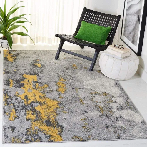 Vista 9 de SAFAVIEH Adirondack Collection - Alfombra decorativa, 2 pies 6 pulgadas x 4 pies, verde y gris, diseño abstracto moderno, no desprende pelusa