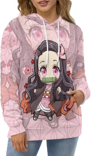 Vista 4 de Tinwyde Sudaderas con capucha de anime para hombremujer con estampado 3D unisex novedad manga larga sin botones talla L