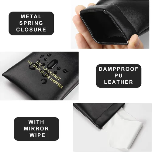 Vista 2 de Paquete de 3 fundas suaves para lentes de lectura para mujeres, estuche portátil de cuero para lentes de lectura, paquete organizador de lentes