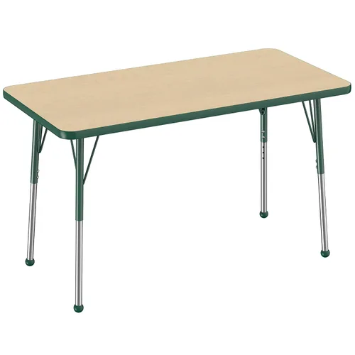 Vista 236 de FDP - Mesa rectangular para actividades escolares y de oficina (24 x 36 pulgadas), patas estándar con deslizadores giratorios, altura ajustable