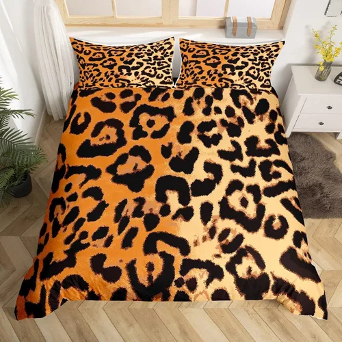 Vista 18 de Juego de funda de edredón para niños, tamaño individual, diseño de cebra y leopardo con purpurina, decoración de habitación para niñas y mujeres