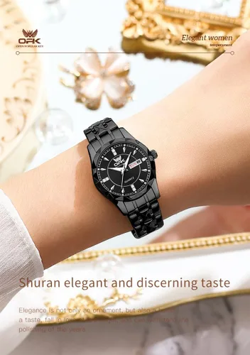 Vista 5 de Relojes para mujer, reloj de moda para mujer, reloj de pulsera de cuarzo analógico impermeable de acero inoxidable para mujeres y niñas