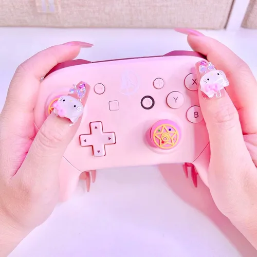 Vista 2 de BelugaDesign Sailor Moon Pro Controller Cute Kawaii Pink Peach Pastel Bluetooth Wireless Anime Accessory with Charging Cable Compatible with