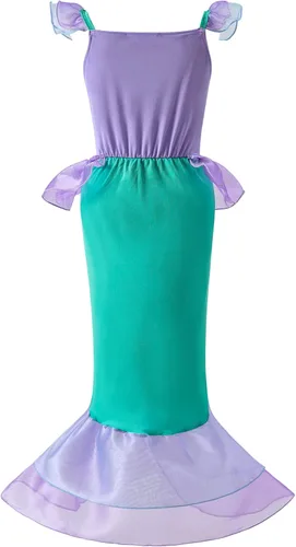 Vista 3 de Vestido de sirena para niñas disfraz de princesa Ariel para Halloween y cosplay