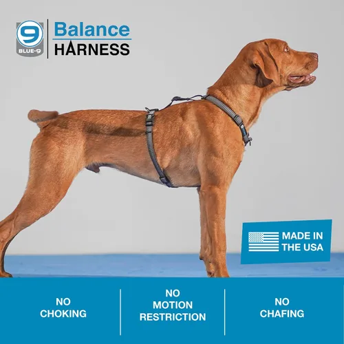 Vista 3 de Blue-9 Arnés reflectante con hebilla para perro, ajustable en el cuello, arnés de equilibrio sin jalón totalmente personalizable con costura Gris