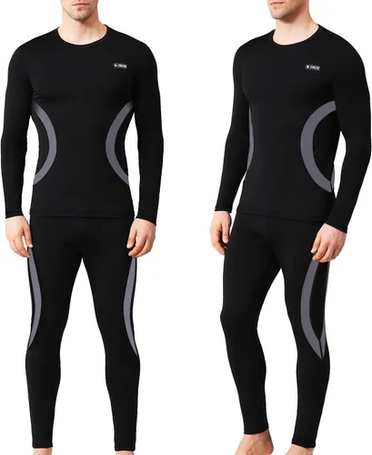 Vista 2 de EONGOA Conjunto de ropa interior térmica para hombre con forro polar para esquí, invierno, capa base cálida para clima frío