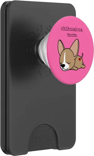 Vista 8 de Chihuahua Mom Funny Dog Mobile Accessory Gift Pink - PopSockets Grip and Stand for Phones and Tablets, Negro
