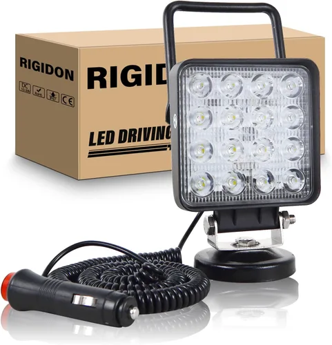 Vista 13 de RIGIDON Luz de trabajo LED de 4 pulgadas y 42 W con base magnética, luz redonda impermeable de 12 V 24 V, luces antiniebla LED para automóvil, SUV