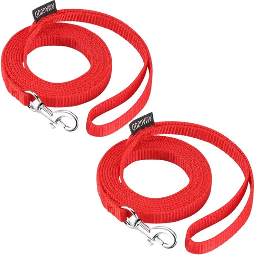 Vista 18 de AMAGOOD 6 pies de correas para cachorros/perros, correa de estilo tradicional resistente con gancho de cuello fácil de usar, correa para perros Negro