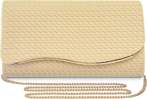 Vista 10 de UBORSE Bolsos de mano de noche para mujer, bolso de noche formal tejido, de cuero vegano, bolso cruzado de hombro, bolsa tipo sobre