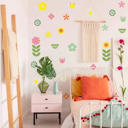 Vista 4 de Tempaper Calcomanías de pared retro florales autoadhesivas, multicolor Floral retro