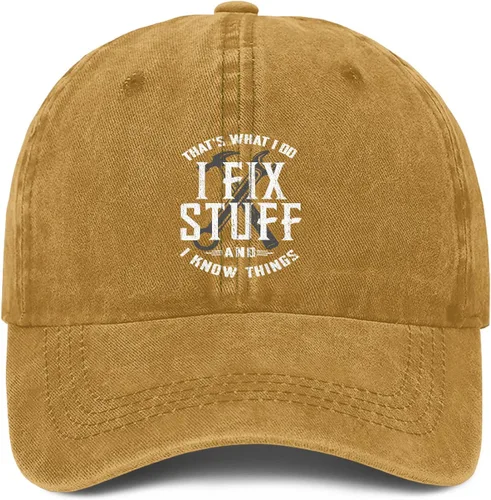 Vista 9 de I Fix Stuff and Know Things Sombrero para hombre, I Fix Things Hat, I Fix Stuff Hat, I Fix Things and I Know Stuff Hat 3 (negro)