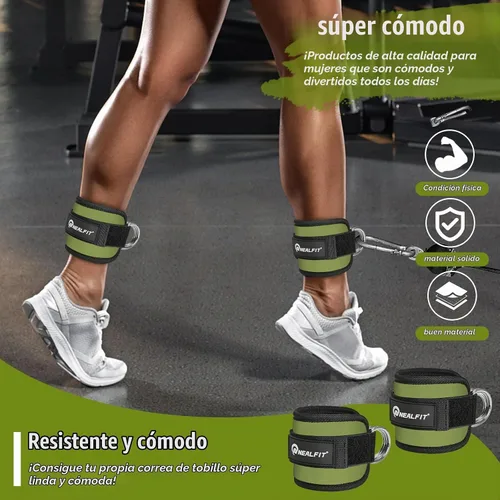 Vista 7 de NEALFIT Correa de tobillo para máquina de cable, tobillera de gimnasio para patadas, extensiones de piernas, entrenamientos de glúteos, abductores