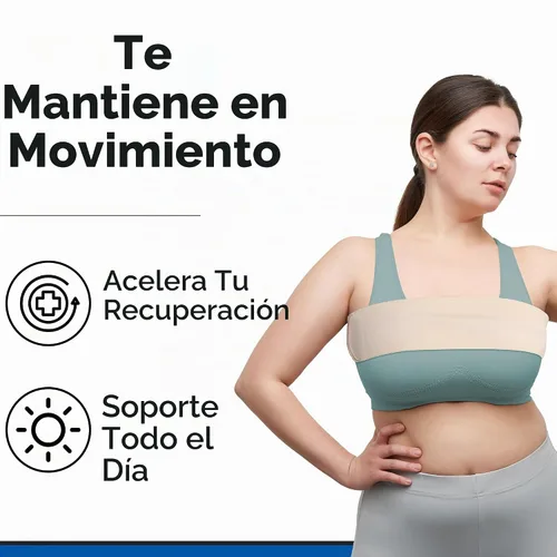 Vista 3 de Banda de aumento de senos post operacional Soporte de pecho de implante de mama para mujer Cinturón de sujetador poscirugía de compresión Beige