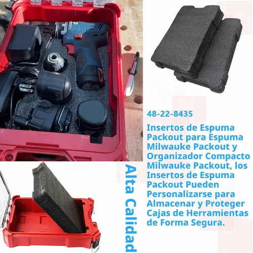 Vista 4 de Packout - Inserto de espuma 48-22-8435 se adapta a Milwauke Foam Packout Insert y caja de herramientas de espuma (2 piezas)