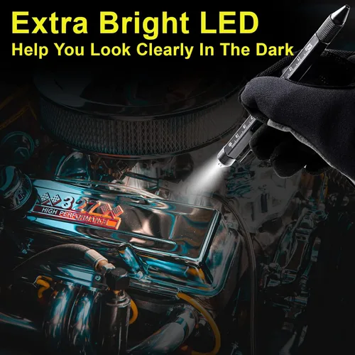 Vista 6 de Juego de bolígrafos multiherramienta 11 en 1 con LED, lápiz capacitivo, nivel, destornillador, cabeza plana, regla, regalos para hombres, él, papá