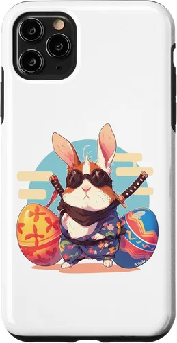 Vista 11 de iPhone 15 coloridos huevos de Pascua caza Ninja conejillo de indias con orejas de conejo