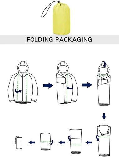 Vista 7 de VIKEVO Chaqueta impermeable con capucha para mujer plegable plegable larga activa para exteriores