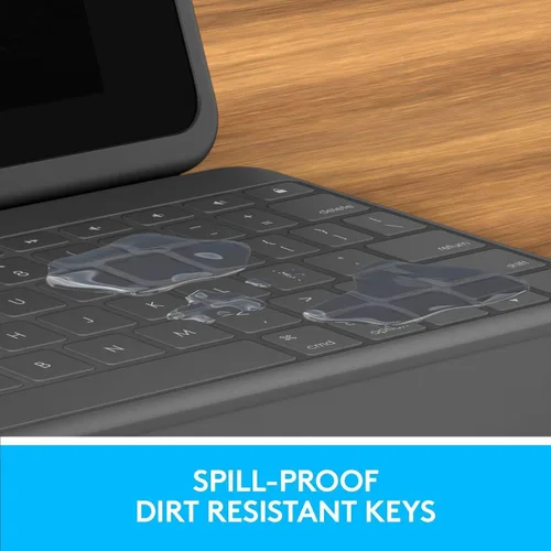 Vista 2 de Logitech Rugged Folio - Funda protectora para iPad (7ª, 8ª y 9ª generación) con conector inteligente, soporte, teclado duradero a prueba