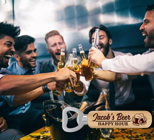 Vista 5 de Regalos de cerveza, abrebotellas de madera personalizados, regalo para él, padrino de boda, hermano, novio, padre, regalos únicos para el día