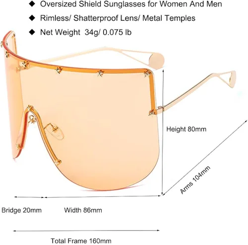 Vista 3 de Armear - Gafas de sol con visera de gran tamaño para mujer