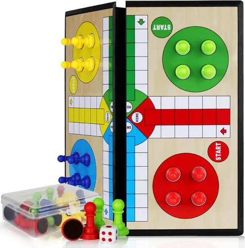 Vista 2 de KIDAMI Ludo - Juego de mesa magnético, juego de aprendizaje Ludo familiar para niños y adultos (11.2 x 11.2 pulgadas)