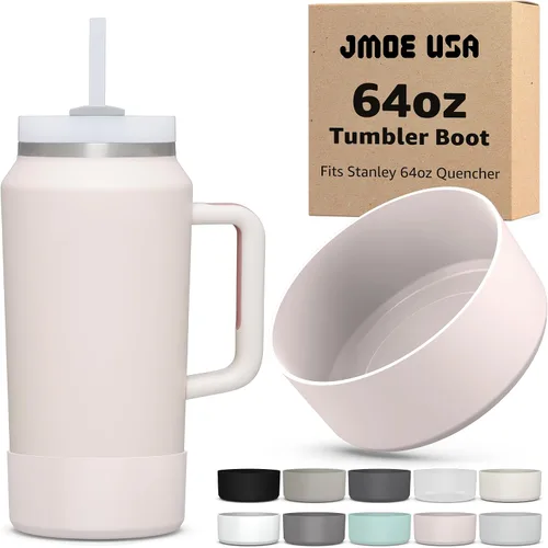 Vista 9 de Jmoe USA Funda para vaso Stanley Quencher H2.0 FlowState de 64 onzas con asa, silicona sin BPA, protector de funda para la parte inferior